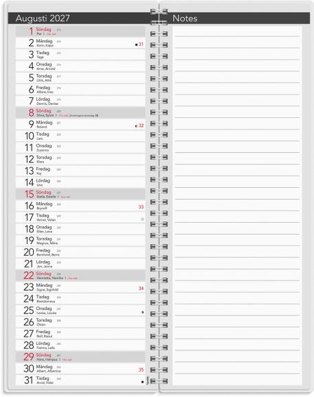  Bordskalender Elegant 2027 spiral
