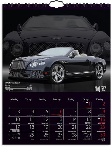  Väggkalender 2027 Bilar
