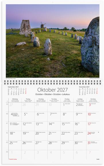  Väggkalender Sweden 2027 med kuvert
