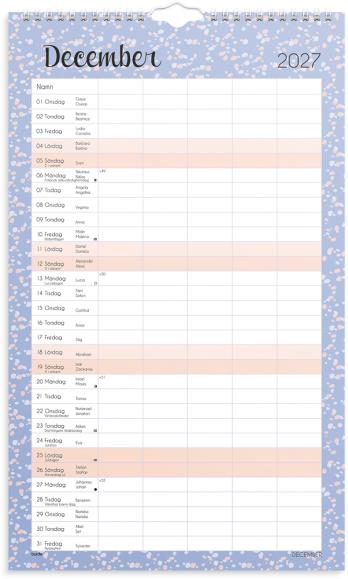  Familjekalender Pastell 2027 stickers