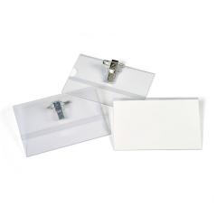  Namnskylt med clips + nål (HxB); 57x90mm