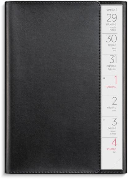 Kalender 2026 Stor Veckokalender svart konstläder