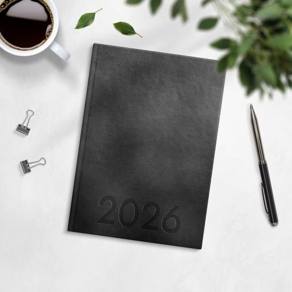  Kalender 2027 Weekly A5 svart konstläder
