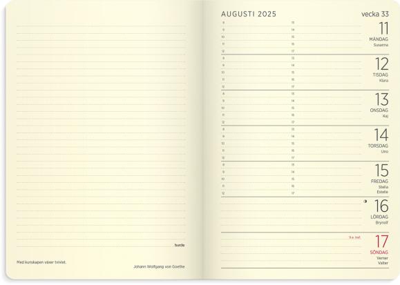  Kalender 2025 Liten Veckokalender Forma Deluxe svart