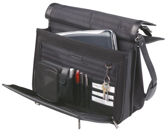  Datorväska 43x36x15cm svart nylon/nappa
