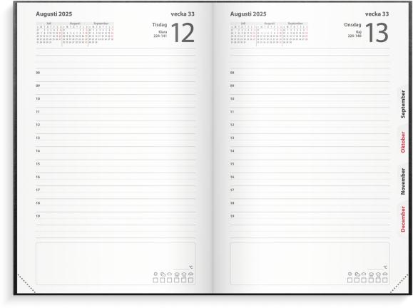  Kalender 2025 Dagbok svart konstläder