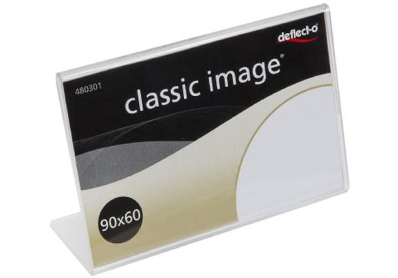  Skylthållare i akrylplast med L-fot