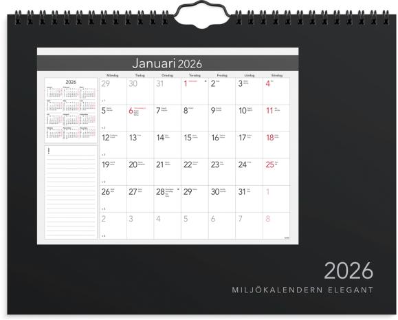  Väggkalender 2026 Miljökalendern Elegant