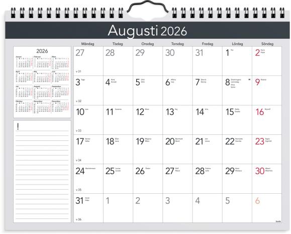  Väggkalender 2026 Miljökalendern Elegant