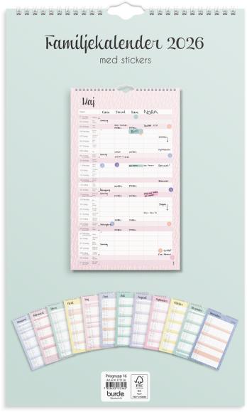  Familjekalender 2026 Pastell stickers