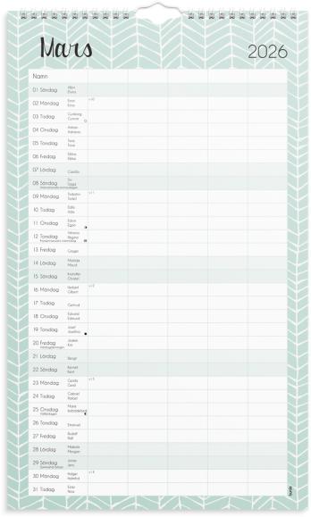  Familjekalender 2026 Pastell stickers