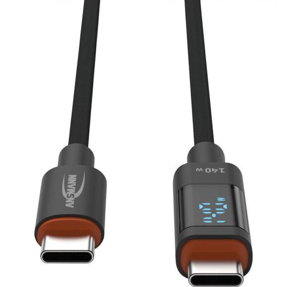  USB-kabel Typ-C med textilhölje och effekt display