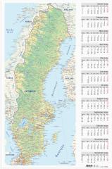 Väggkalender 2025 Väggblad Sverigekarta
