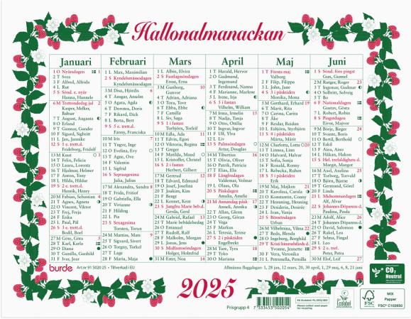  Väggkalender 2025 Lilla Hallonalmanackan