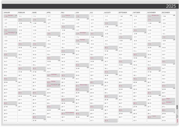  Väggkalender 2025 Väggblad Elegant 980x680mm