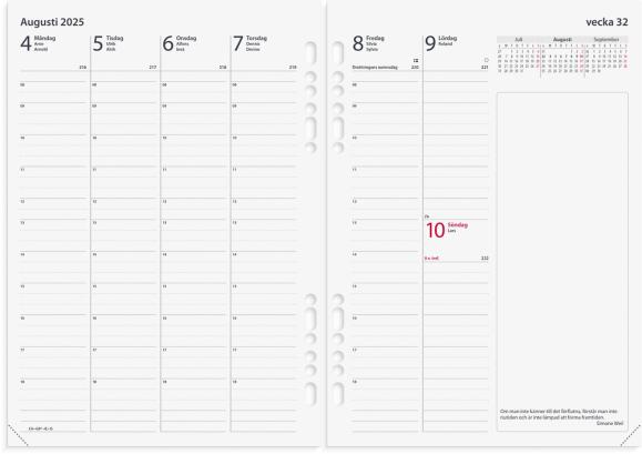  Kalender 2025 Business Systemkal svart skinn