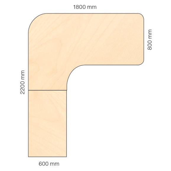  Skrivbord Viva Select 1800/800mm höj- och sänkbart med svängd skiva