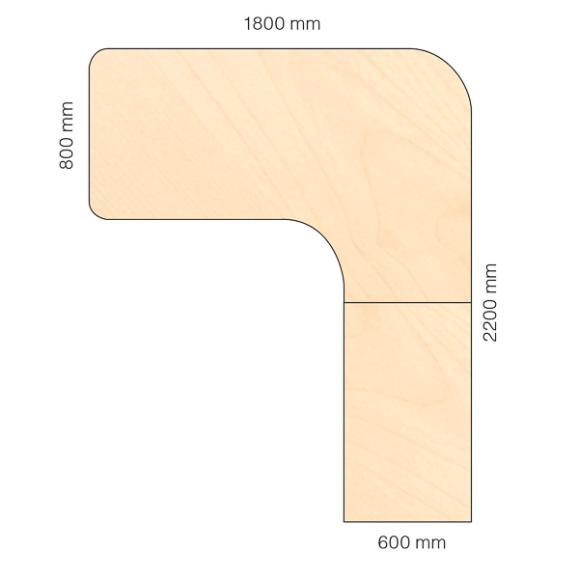  Skrivbord Viva Select 1800/800mm höj- och sänkbart med svängd skiva