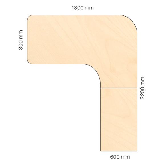  Skrivbord Viva Select 1800/800mm höj- och sänkbart med svängd skiva