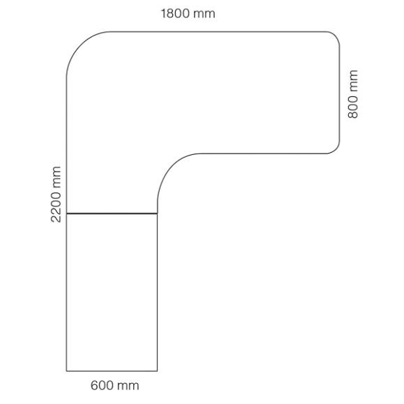  Skrivbord Viva Select 1800/800mm höj- och sänkbart med svängd skiva
