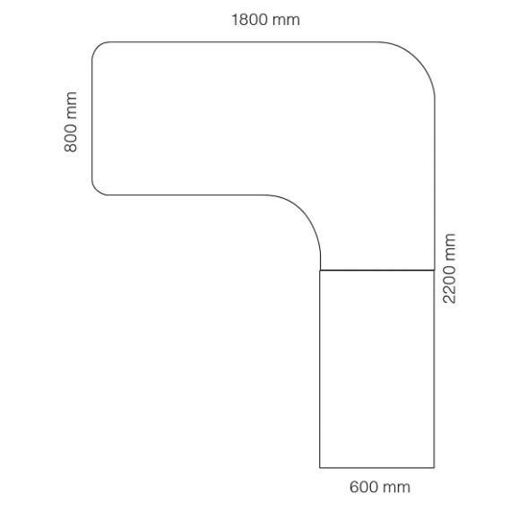 Skrivbord Viva Select 1800/800mm höj- och sänkbart med svängd skiva