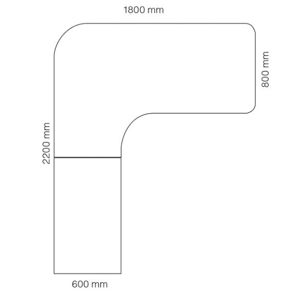  Skrivbord Viva Select 1800/800mm höj- och sänkbart med svängd skiva