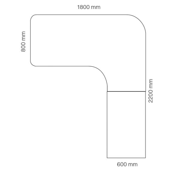  Skrivbord Viva Select 1800/800mm höj- och sänkbart med svängd skiva