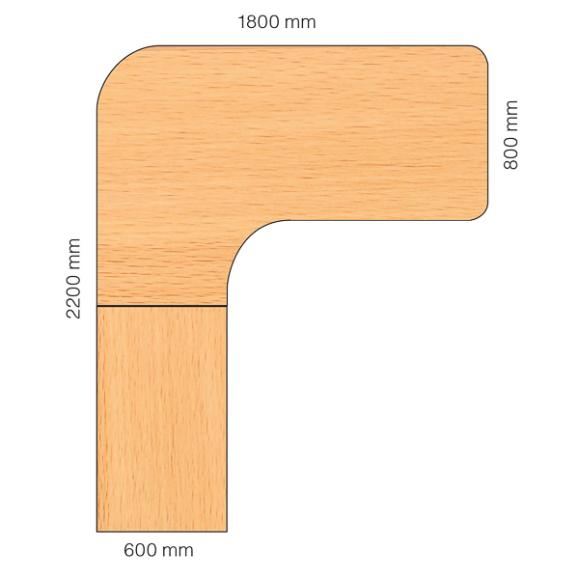  Skrivbord Viva Select 1800/800mm höj- och sänkbart med svängd skiva
