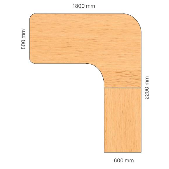  Skrivbord Viva Select 1800/800mm höj- och sänkbart med svängd skiva