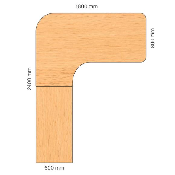  Skrivbord Viva Select 1800/800mm höj- och sänkbart med svängd skiva