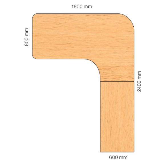  Skrivbord Viva Select 1800/800mm höj- och sänkbart med svängd skiva