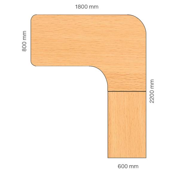  Skrivbord Viva Select 1800/800mm höj- och sänkbart med svängd skiva