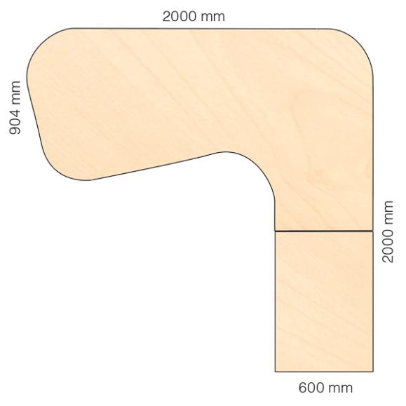  Skrivbord Viva Select höj- och sänkbart 2000/904mm med svängd skiva