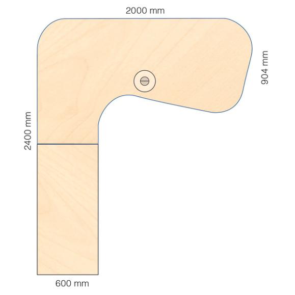  Skrivbord Viva Select höj- och sänkbart 2000/904mm med svängd skiva