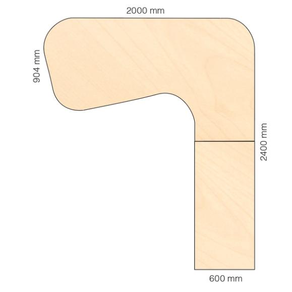  Skrivbord Viva Select höj- och sänkbart 2000/904mm med svängd skiva