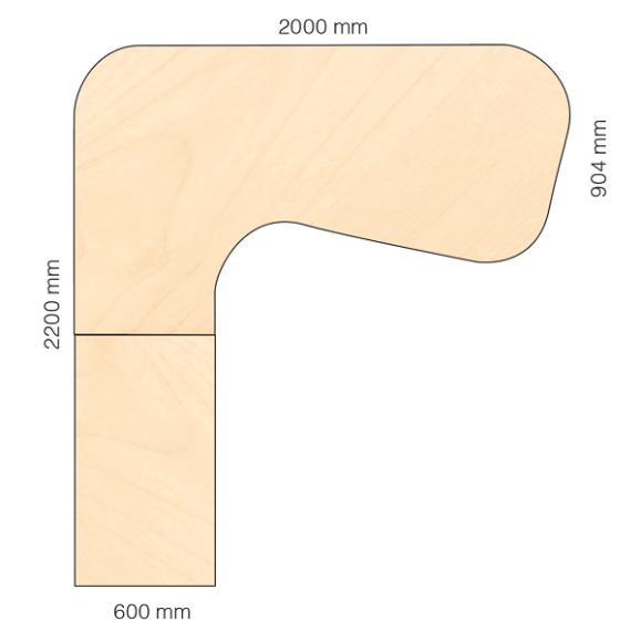  Skrivbord Viva Select höj- och sänkbart 2000/904mm med svängd skiva