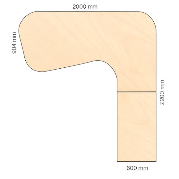  Skrivbord Viva Select höj- och sänkbart 2000/904mm med svängd skiva