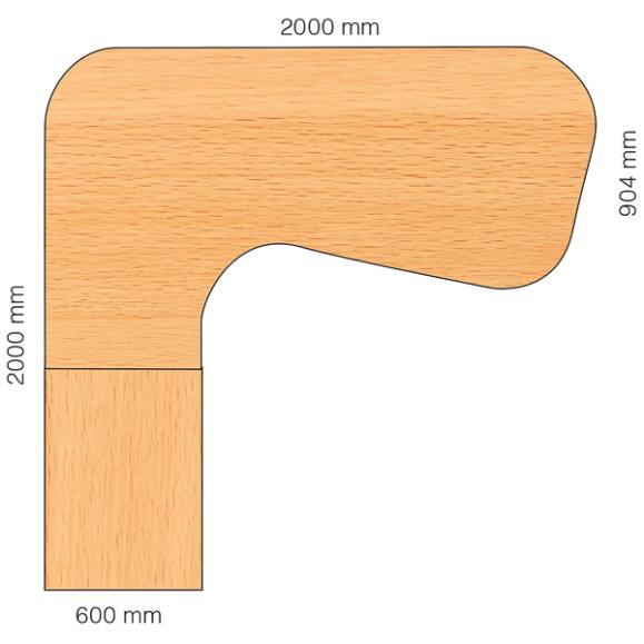  Skrivbord Viva Select höj- och sänkbart 2000/904mm med svängd skiva