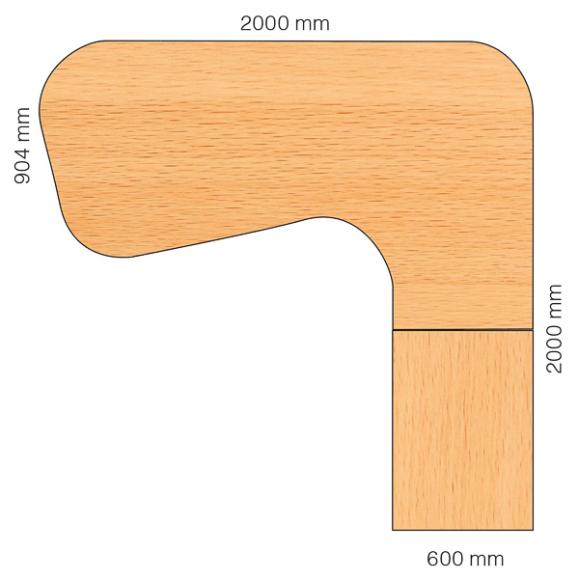  Skrivbord Viva Select höj- och sänkbart 2000/904mm med svängd skiva