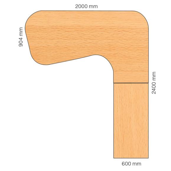  Skrivbord Viva Select höj- och sänkbart 2000/904mm med svängd skiva