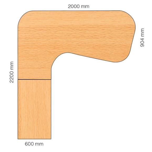  Skrivbord Viva Select höj- och sänkbart 2000/904mm med svängd skiva