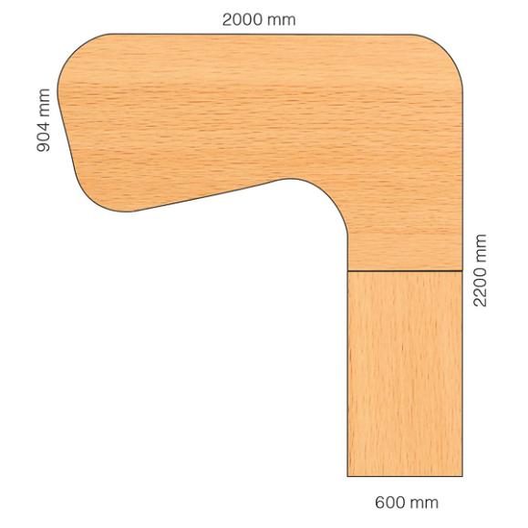  Skrivbord Viva Select höj- och sänkbart 2000/904mm med svängd skiva