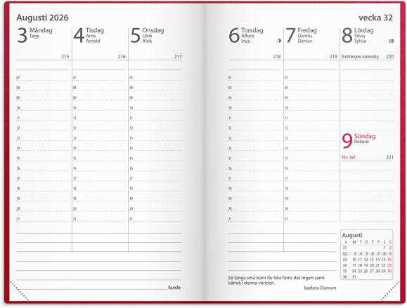  Kalender 2026 Prestige rött konstläder
