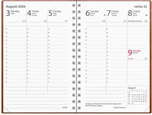  Kalender 2026 Prestige cognac konstläder