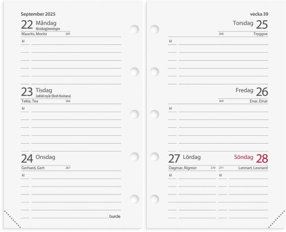  Kalender 2025 Mini Systemkal svart konstläder