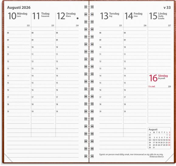  Kalender 2026 Interplano cognac konstläder