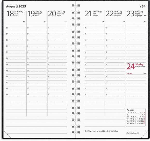  Kalender 2025 Interplano svart konstläder