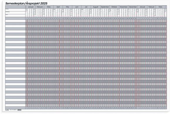  Kalender 2025 Semesterplan/Årsprojekt whiteboard