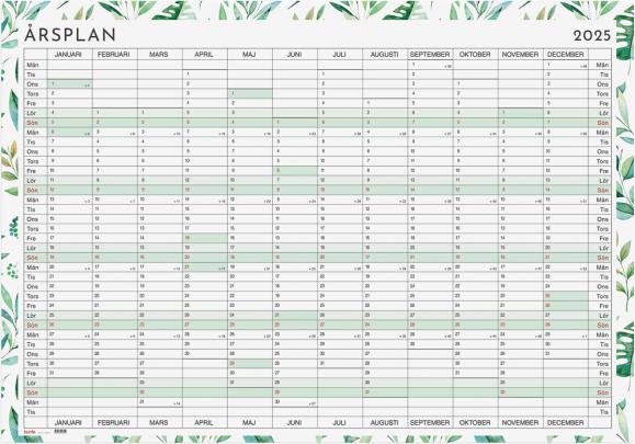  Kalender 2025 Årsplanering whiteboard