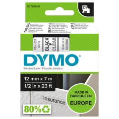  Dymo märk-tejp/band D1, 12mmx7meter svart/klar